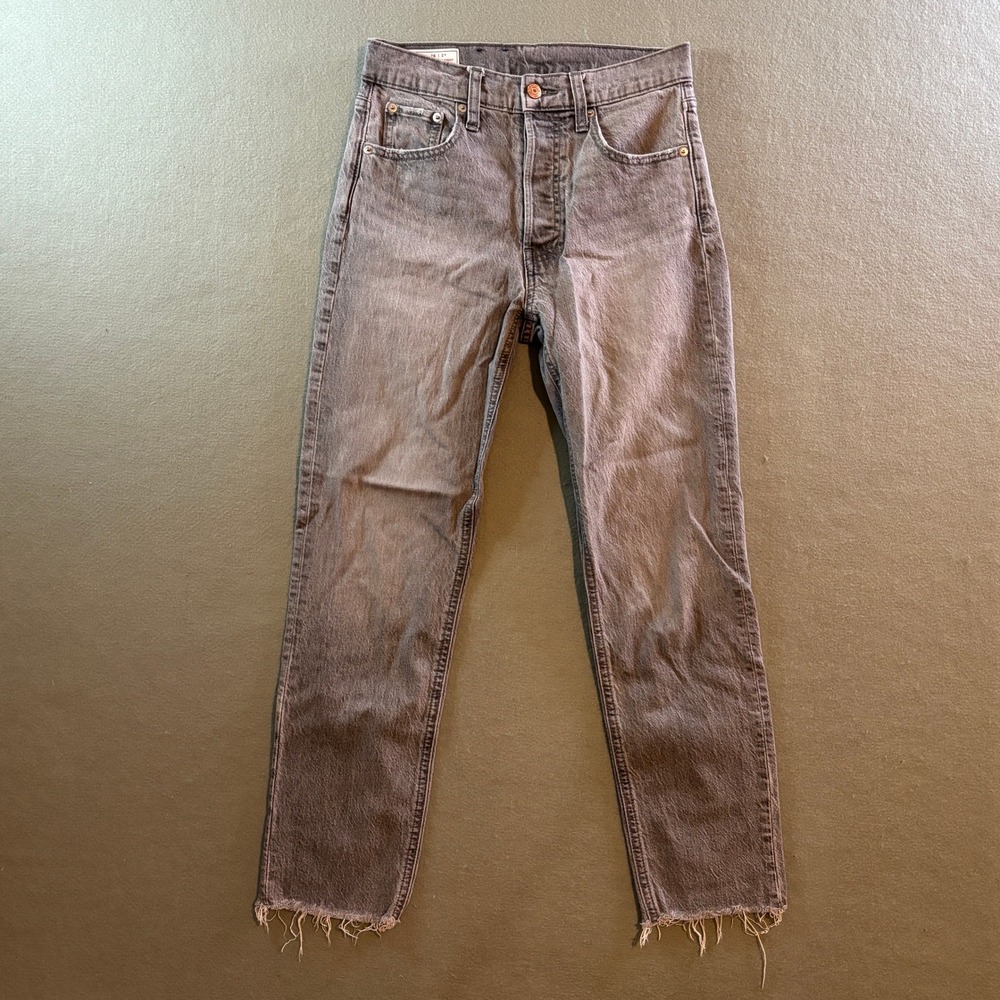 Gap Cheeky Straight High Rise Jeans Womens 2R Grey Denim Raw Hem Frayed 1166